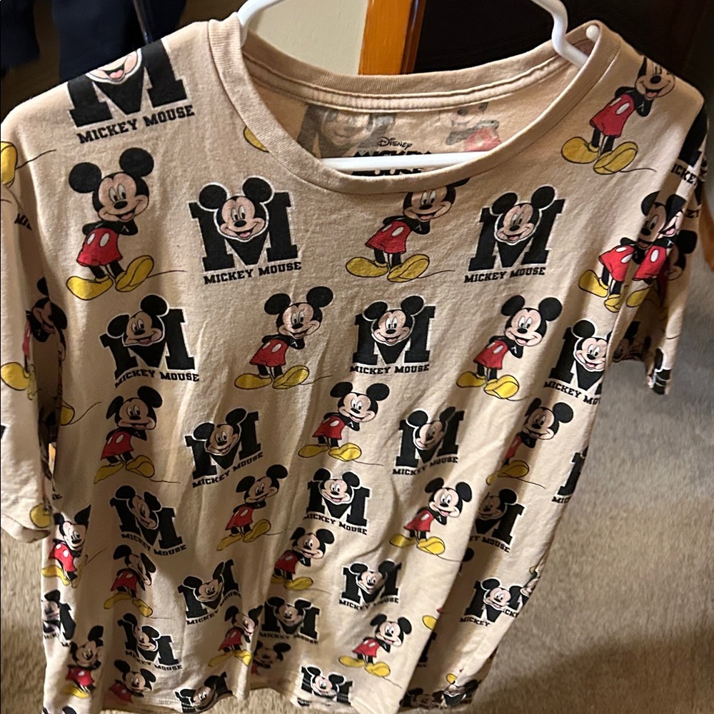 Disney Beige Mickey Mouse Patterned Tee